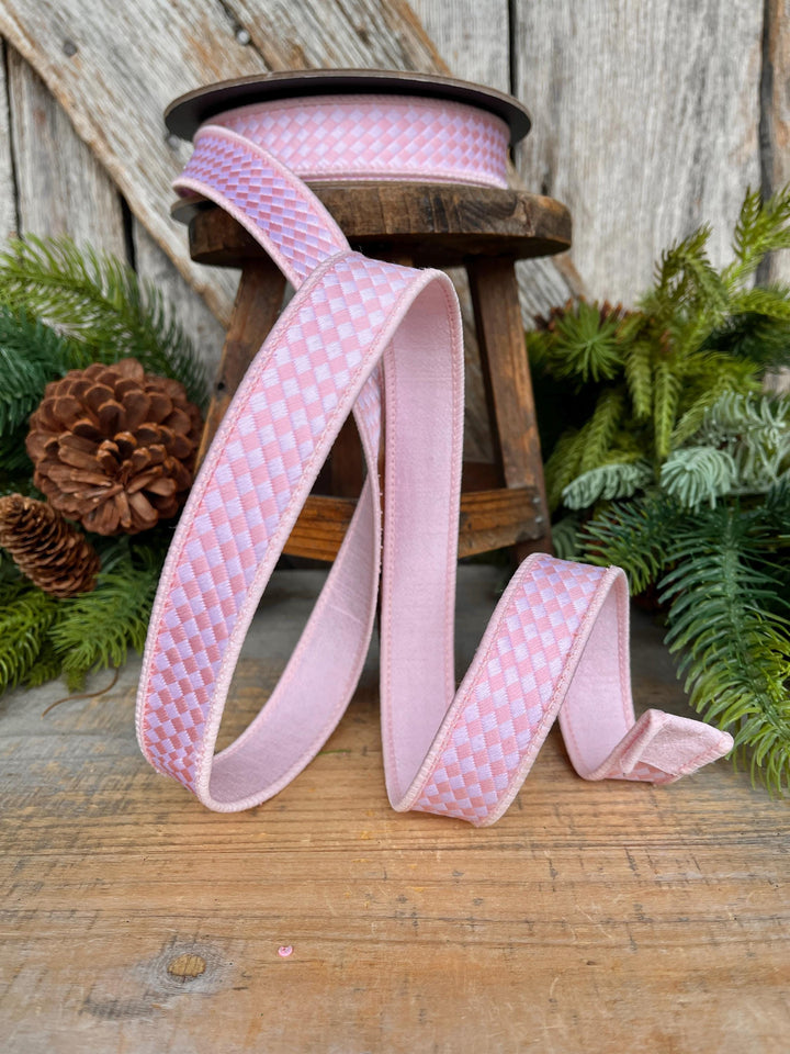1" Pink Mini Check Ribbon, Checkerboard Ribbon