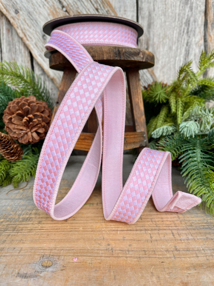 1" Pink Mini Check Ribbon, Checkerboard Ribbon