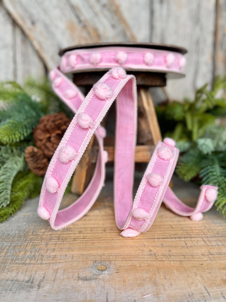 1" Pink Pom Pom Ribbon