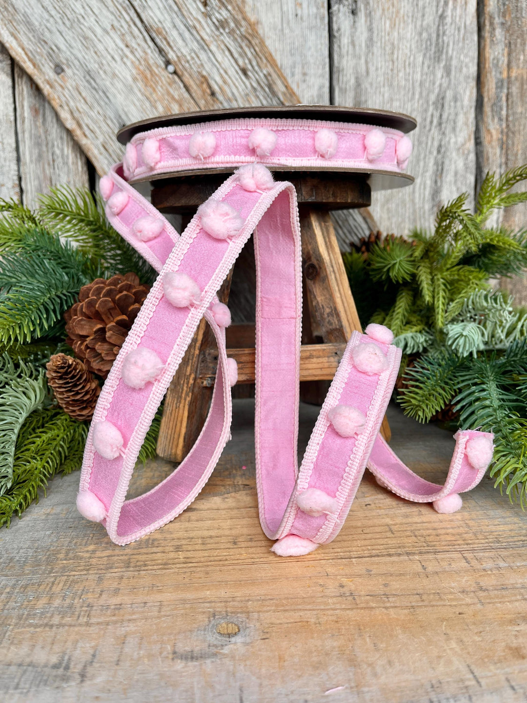 1" Pink Pom Pom Ribbon