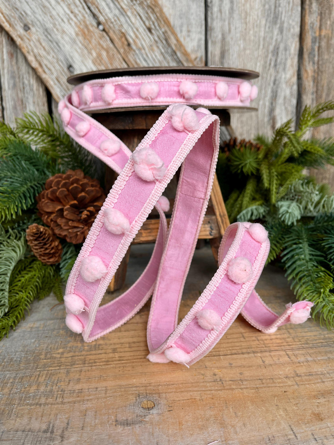 1" Pink Pom Pom Ribbon