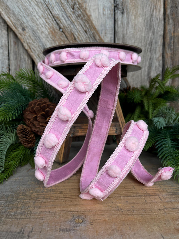 1" Pink Pom Pom Ribbon
