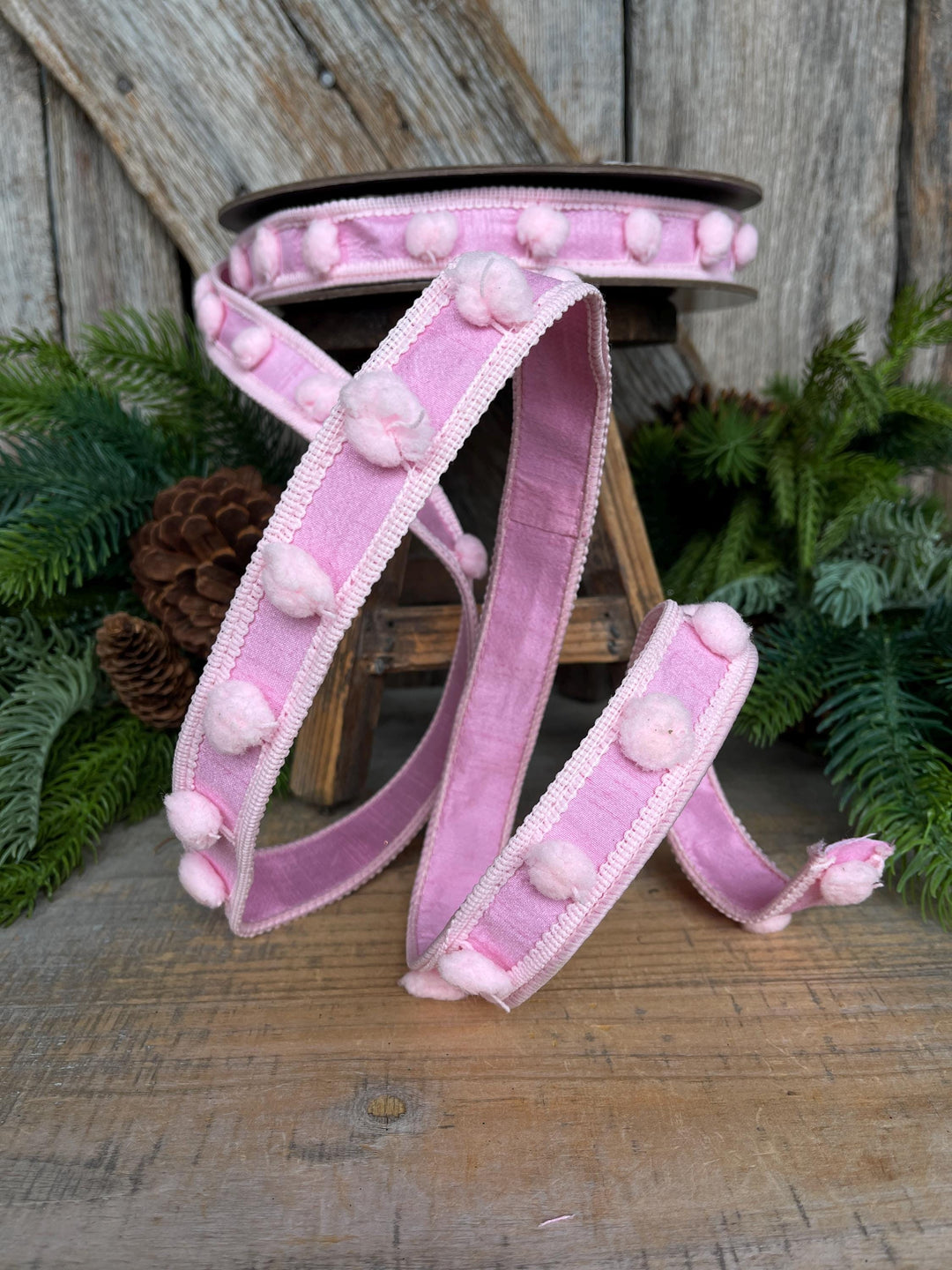 1" Pink Pom Pom Ribbon