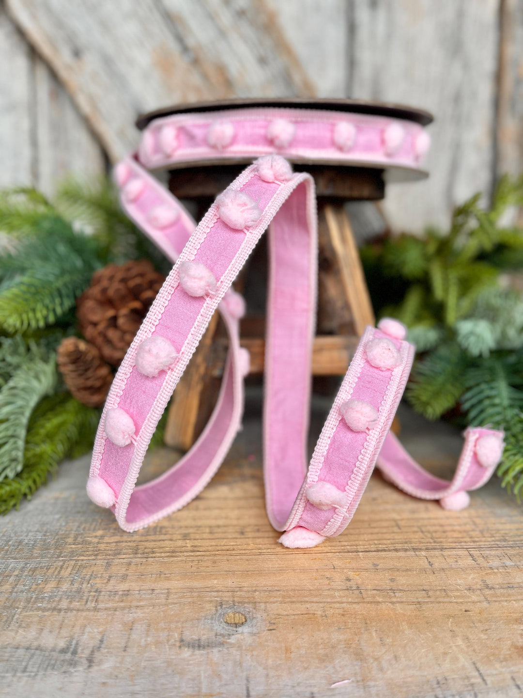 1" Pink Pom Pom Ribbon