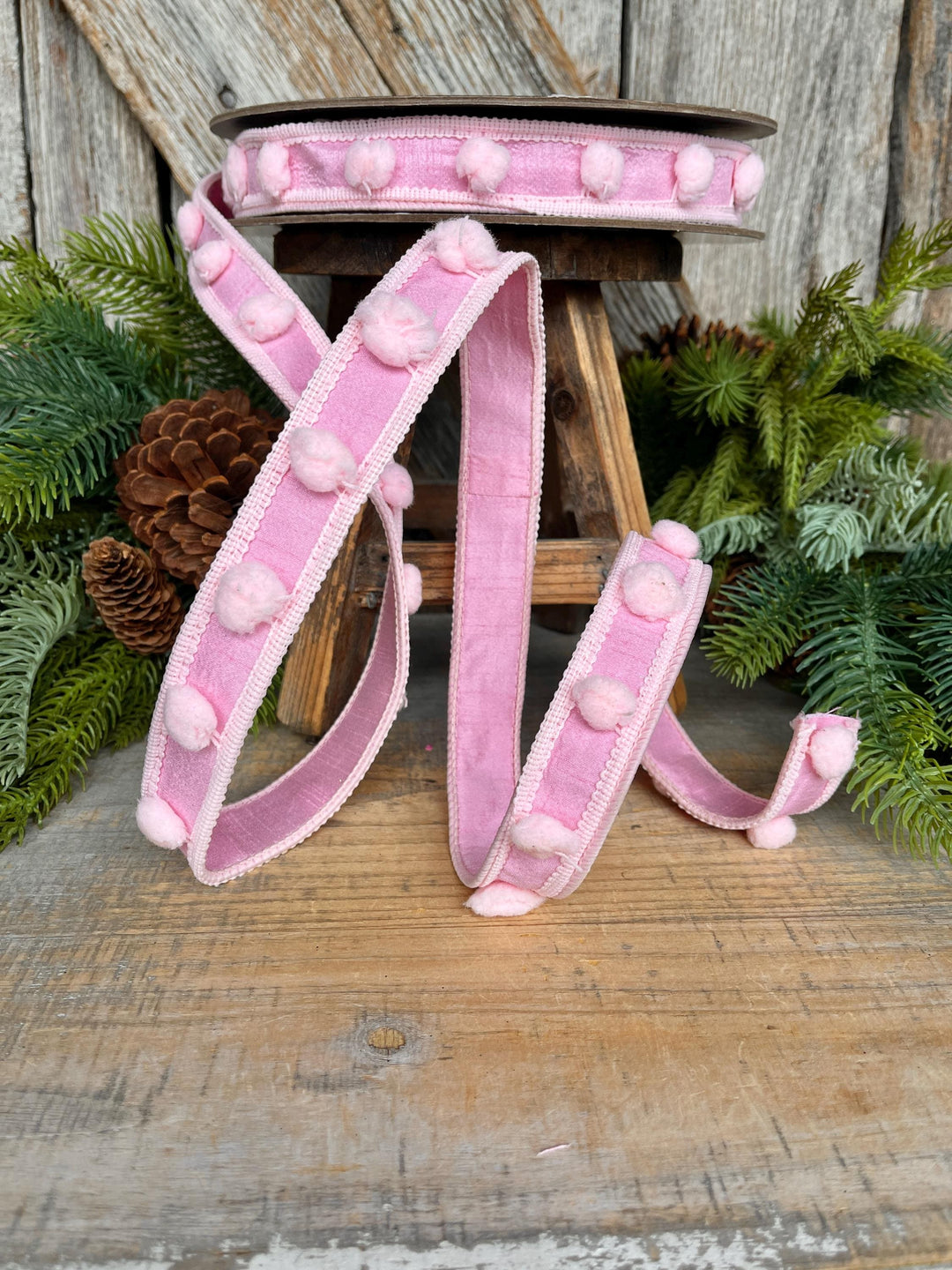 1" Pink Pom Pom Ribbon