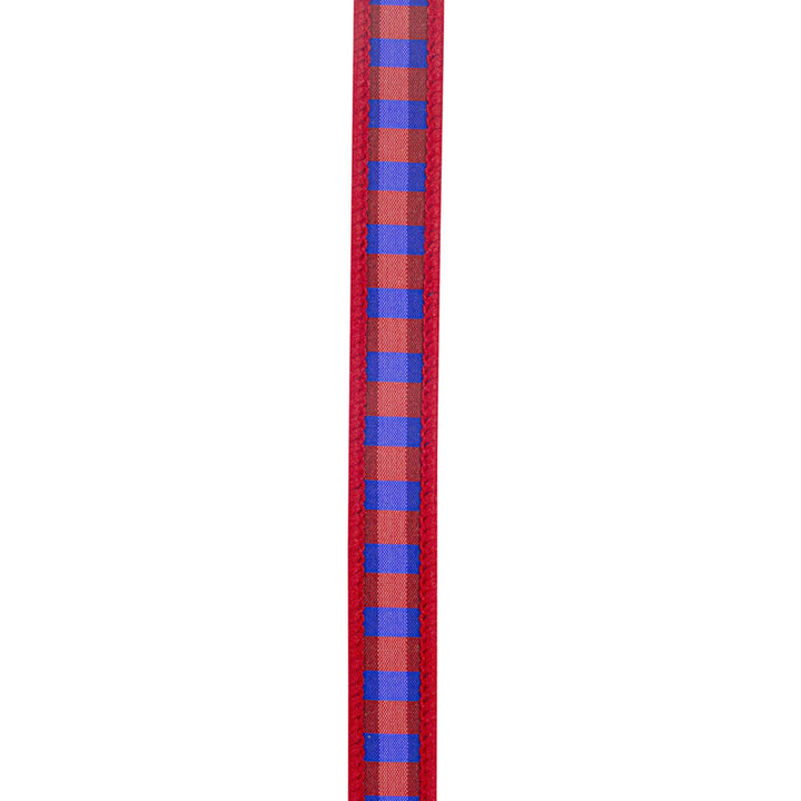 7/8" Red Blue Check Ribbon, Wired RIbbon, Patriotic Ribbon