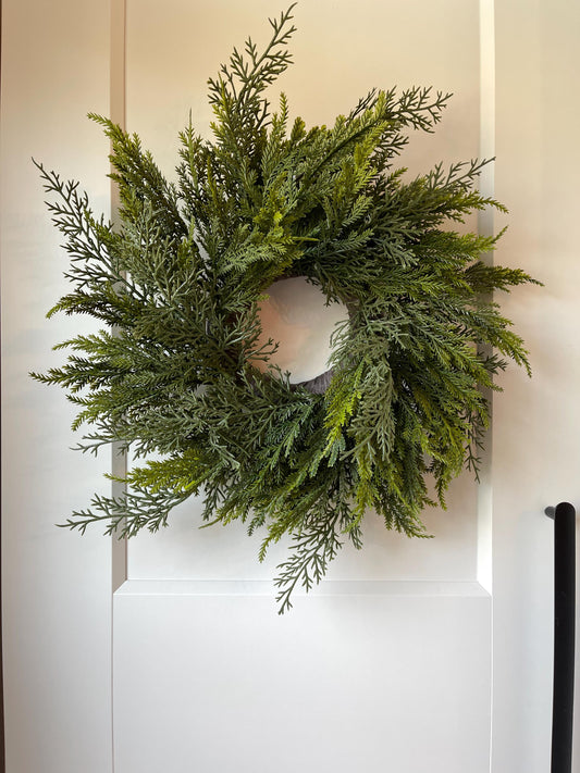 16" Christmas Pine Wreath, Cabinet Wreath, Small Wreath, Cypress Mix