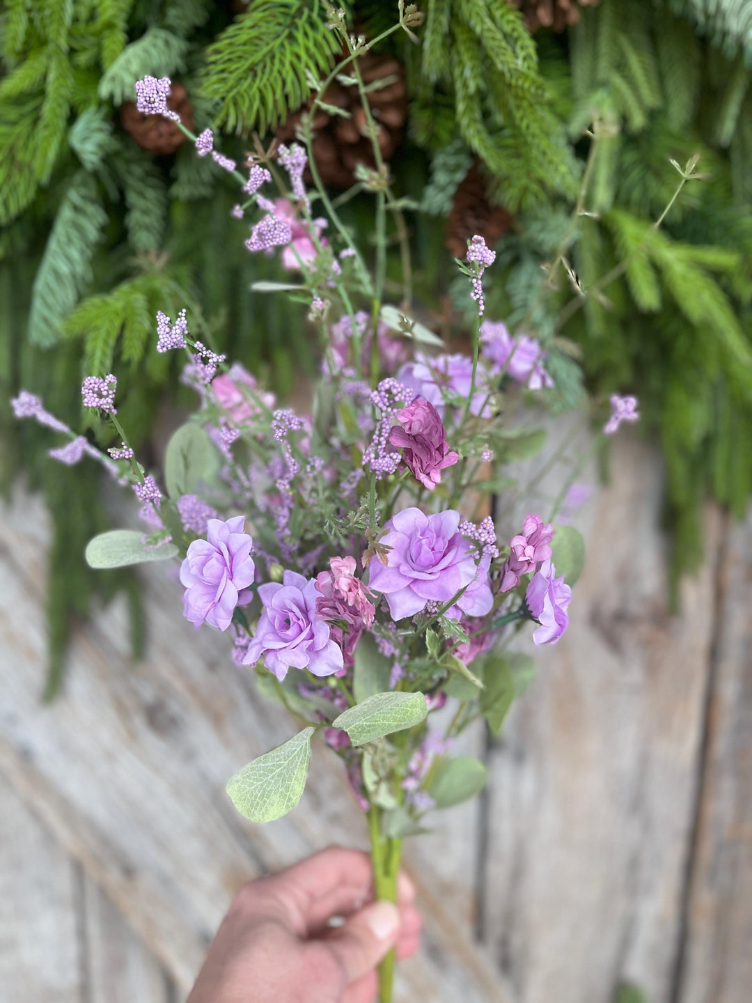 20” Purple Rose Wildflower Bush – Artificial Spring Floral Spray (65653-PU)