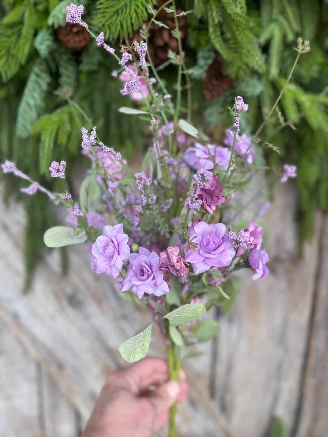 20” Purple Rose Wildflower Bush – Artificial Spring Floral Spray (65653-PU)