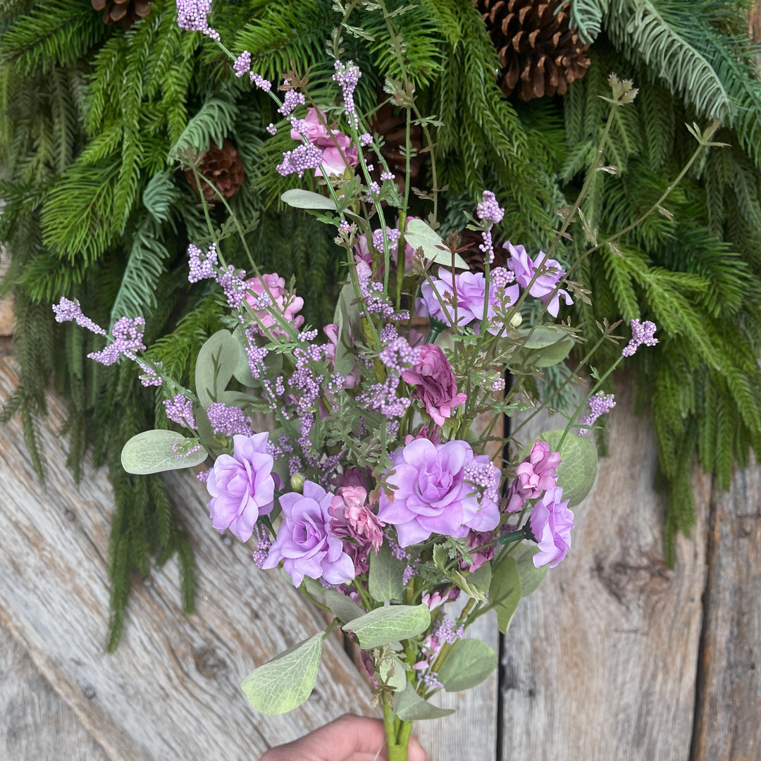 20” Purple Rose Wildflower Bush – Artificial Spring Floral Spray (65653-PU)