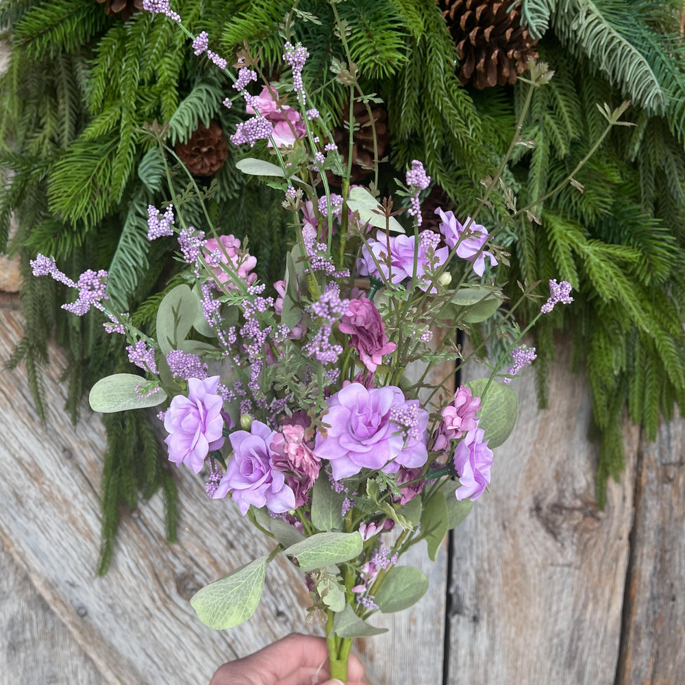 20” Purple Rose Wildflower Bush – Artificial Spring Floral Spray (65653-PU)