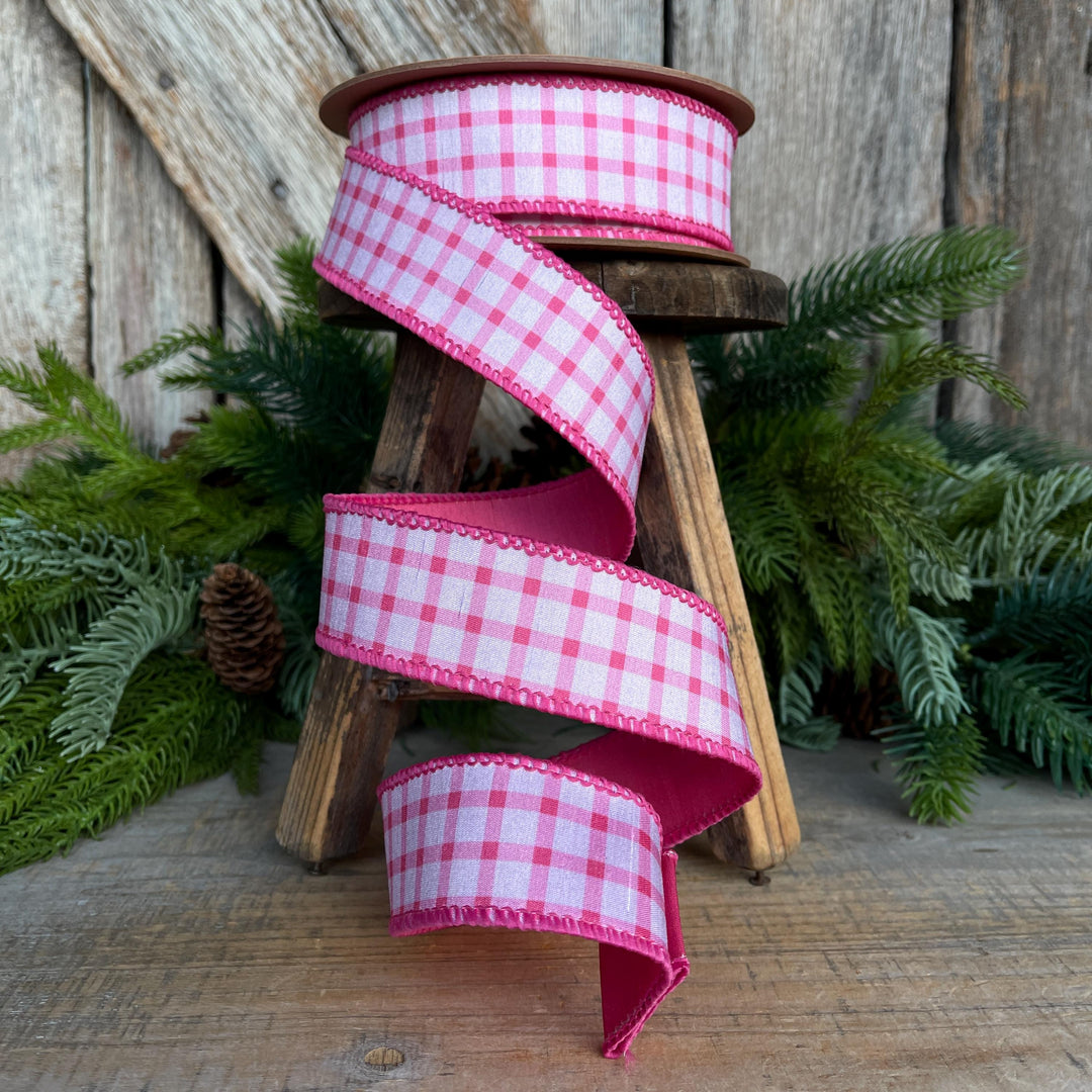 1.5” Yellow Check Wired Ribbon – Spring Easter Ribbon, Yellow &amp; White Dupioni Ribbon