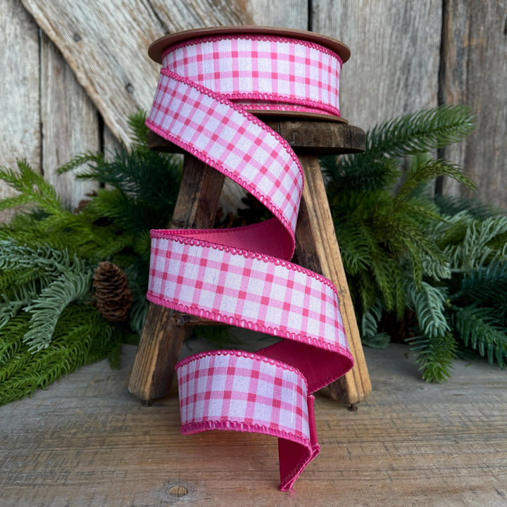 1.5” Yellow Check Wired Ribbon – Spring Easter Ribbon, Yellow &amp; White Dupioni Ribbon