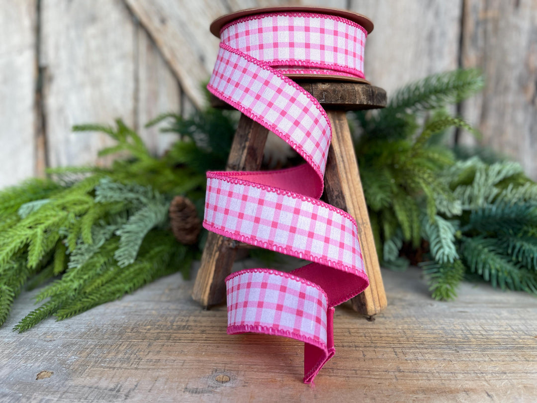 1.5” Yellow Check Wired Ribbon – Spring Easter Ribbon, Yellow &amp; White Dupioni Ribbon