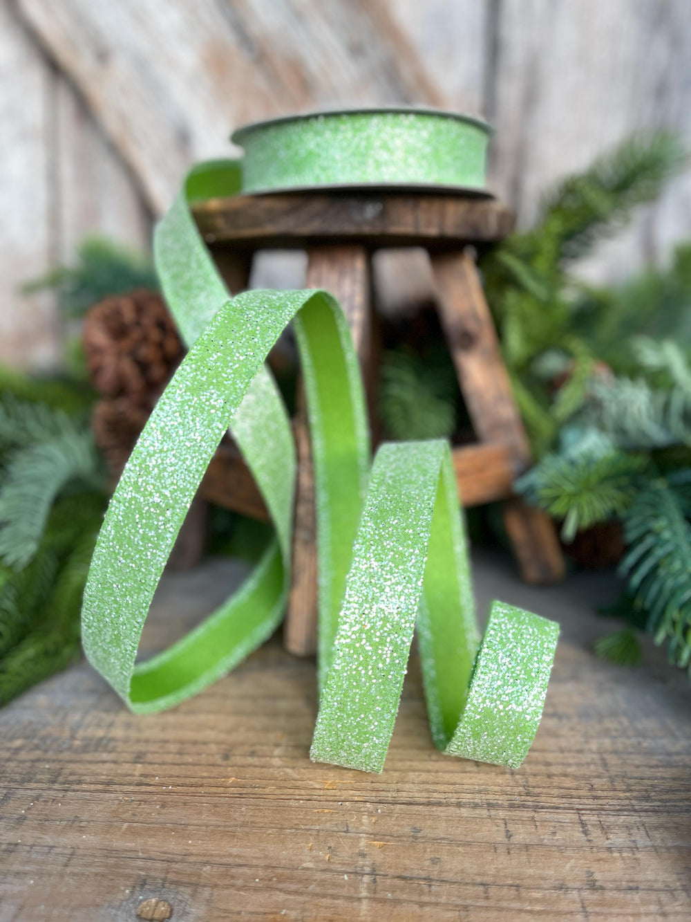 7/8" Lime Green Sugar Wired Ribbon
