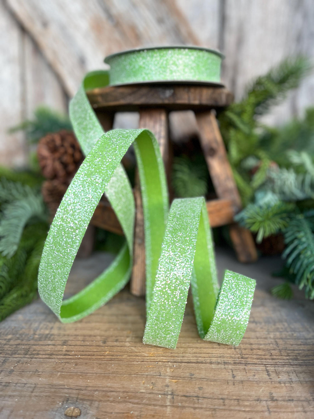 7/8" Lime Green Sugar Wired Ribbon