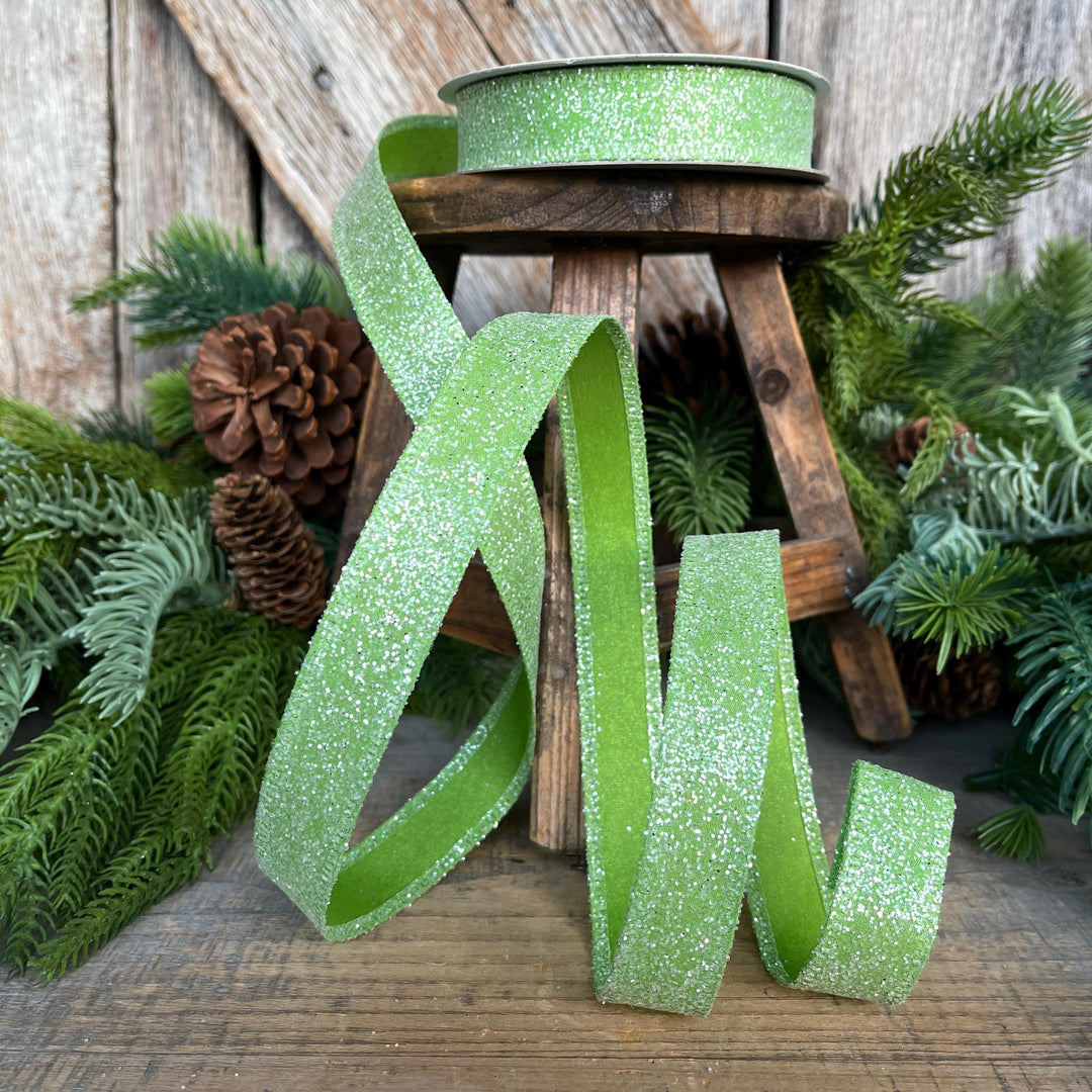 7/8" Lime Green Sugar Wired Ribbon