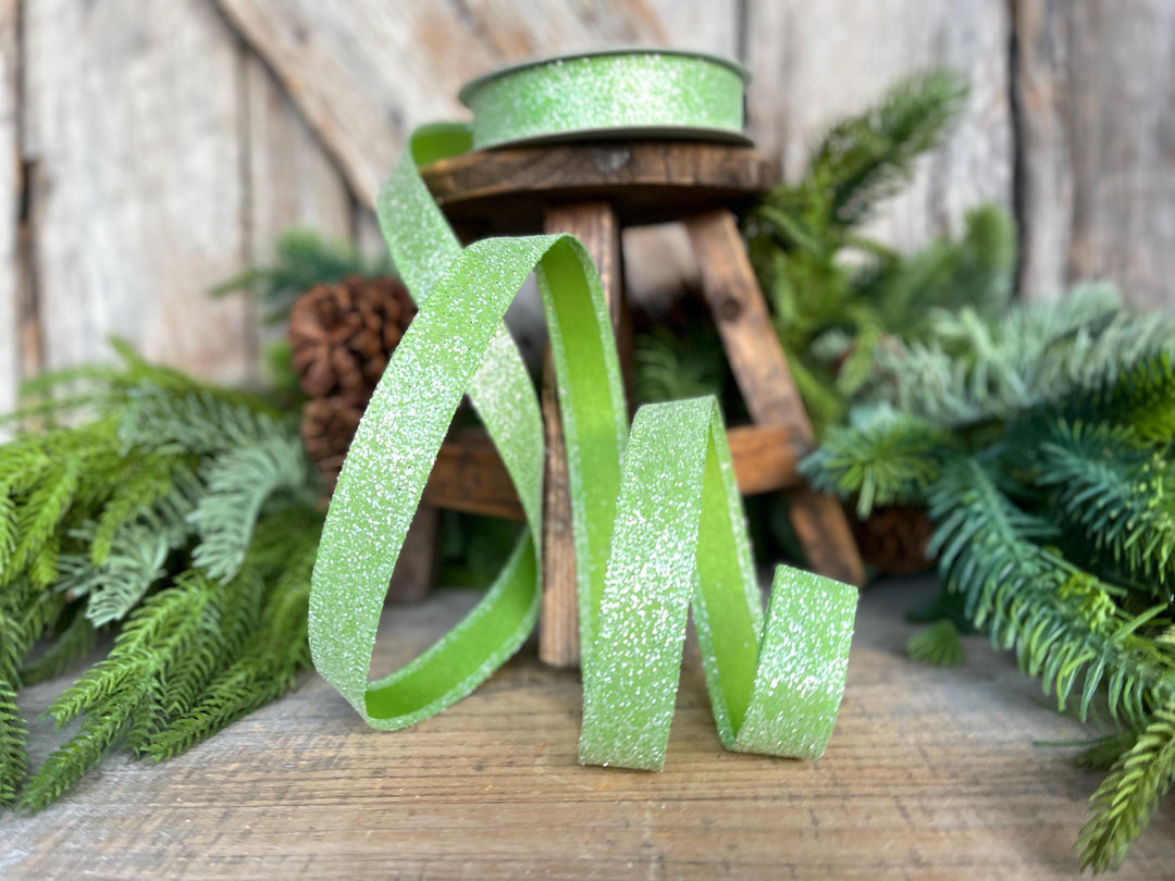 7/8" Lime Green Sugar Wired Ribbon