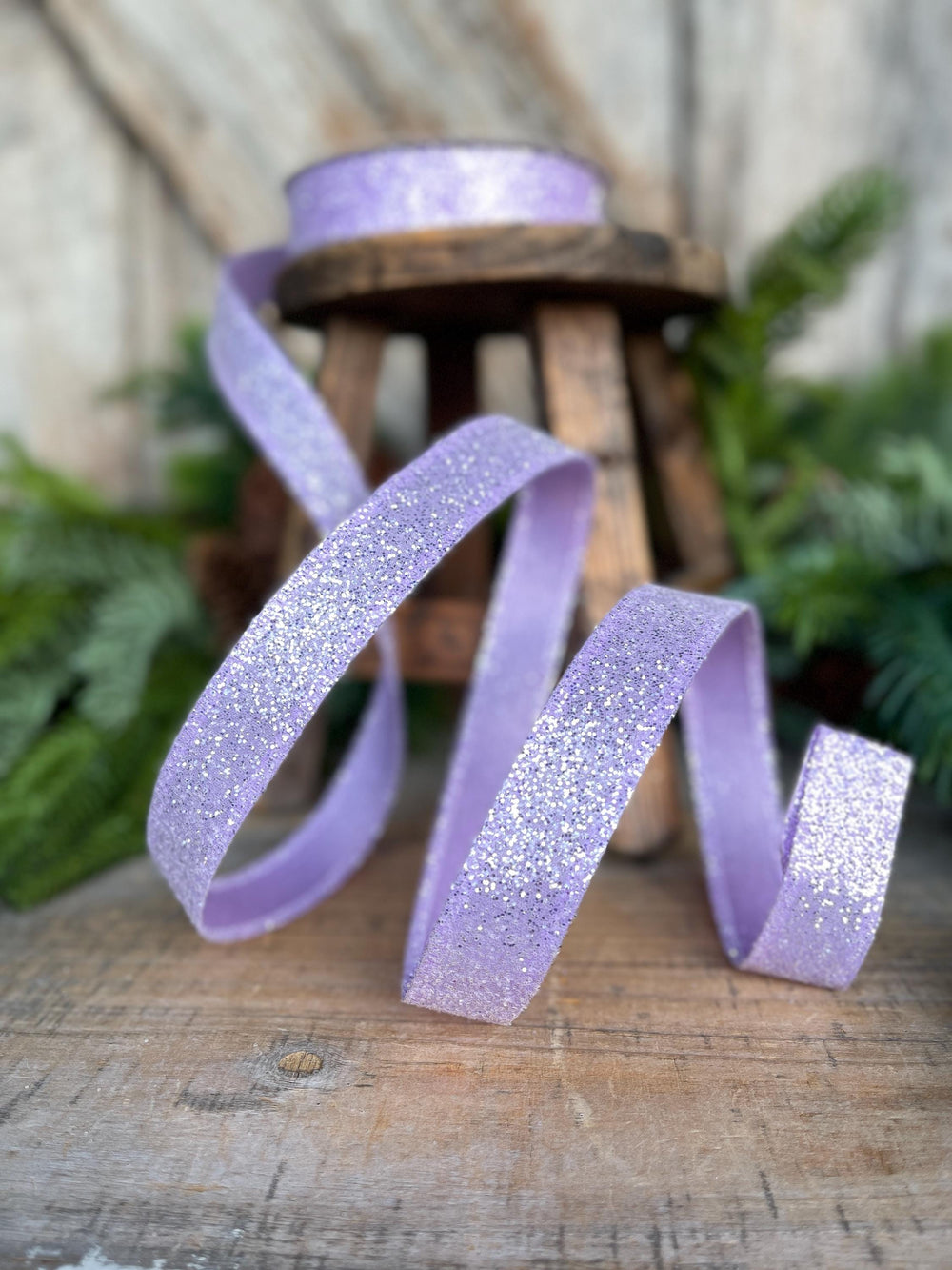 7/8" Purple Sugar Wired Ribbon, Lavender Ribbon