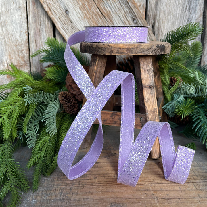 7/8" Purple Sugar Wired Ribbon, Lavender Ribbon