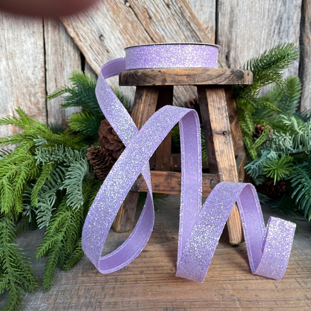 7/8" Purple Sugar Wired Ribbon, Lavender Ribbon