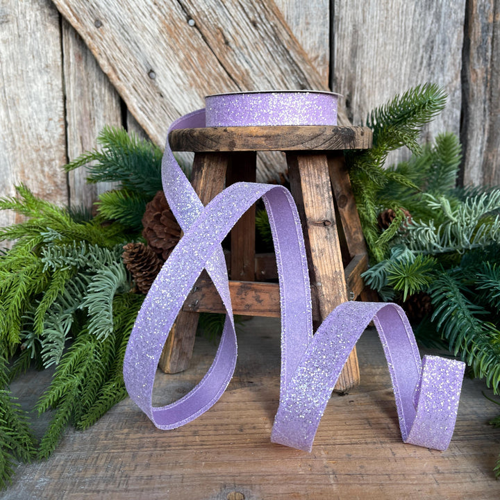 7/8" Purple Sugar Wired Ribbon, Lavender Ribbon