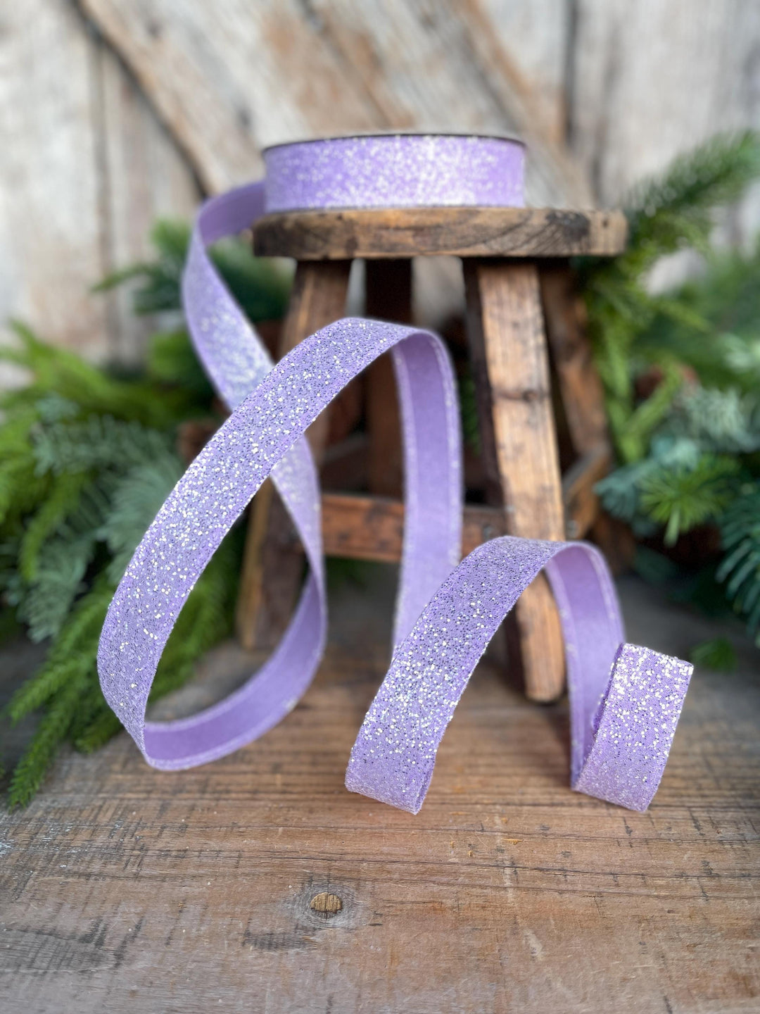 7/8" Purple Sugar Wired Ribbon, Lavender Ribbon