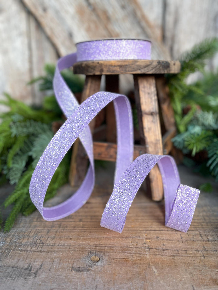 7/8" Purple Sugar Wired Ribbon, Lavender Ribbon