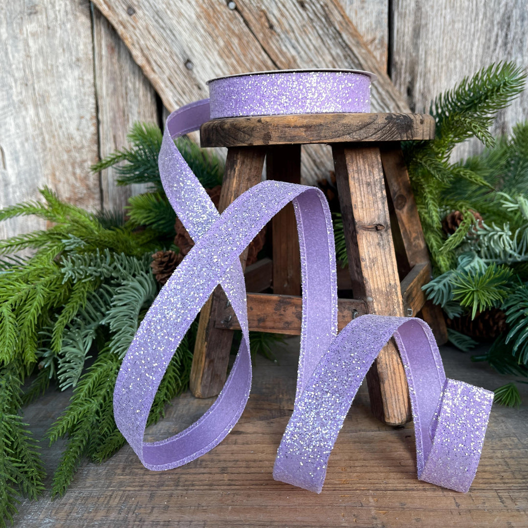 7/8" Purple Sugar Wired Ribbon, Lavender Ribbon