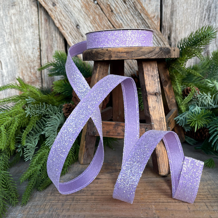 7/8" Purple Sugar Wired Ribbon, Lavender Ribbon