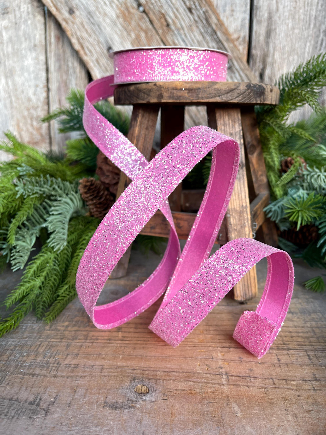 7/8" Hot Pink Sugar Wired Ribbon, Pink Ribbon