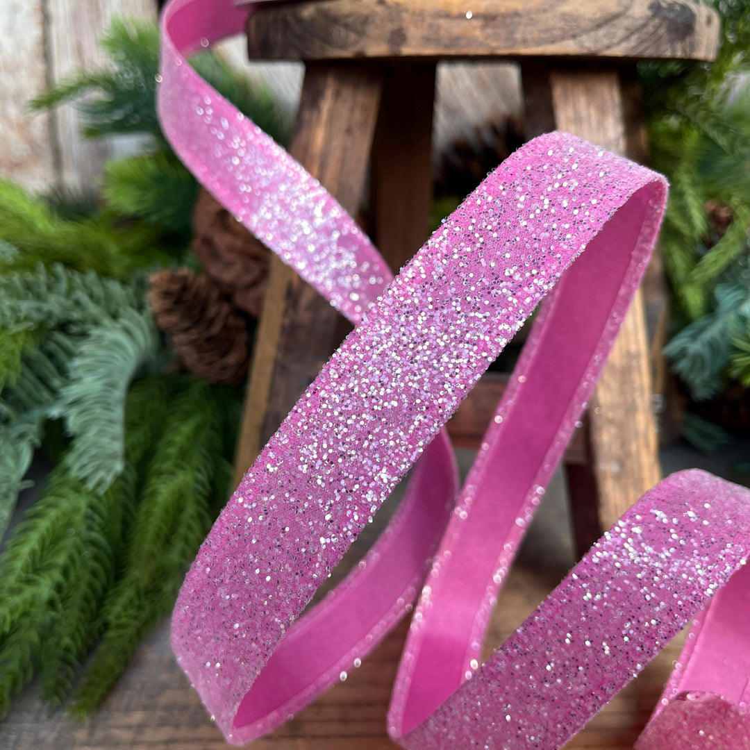 7/8" Hot Pink Sugar Wired Ribbon, Pink Ribbon