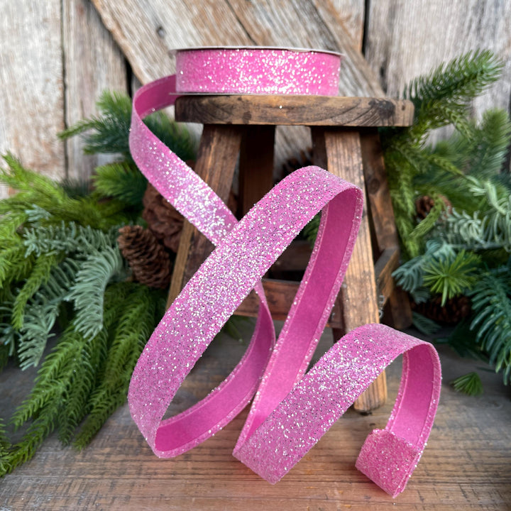 7/8" Hot Pink Sugar Wired Ribbon, Pink Ribbon
