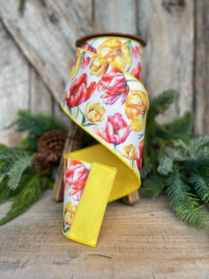 4" Yellow Floral Ribbon