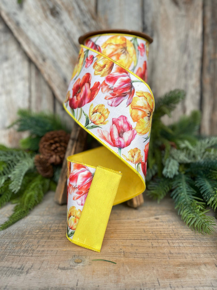 4" Yellow Floral Ribbon