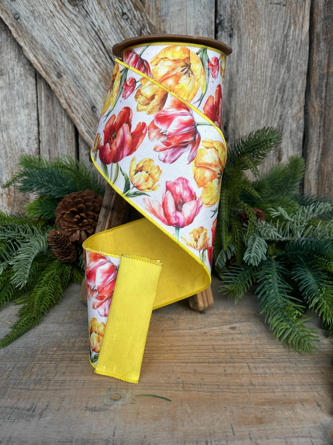 4" Yellow Floral Ribbon