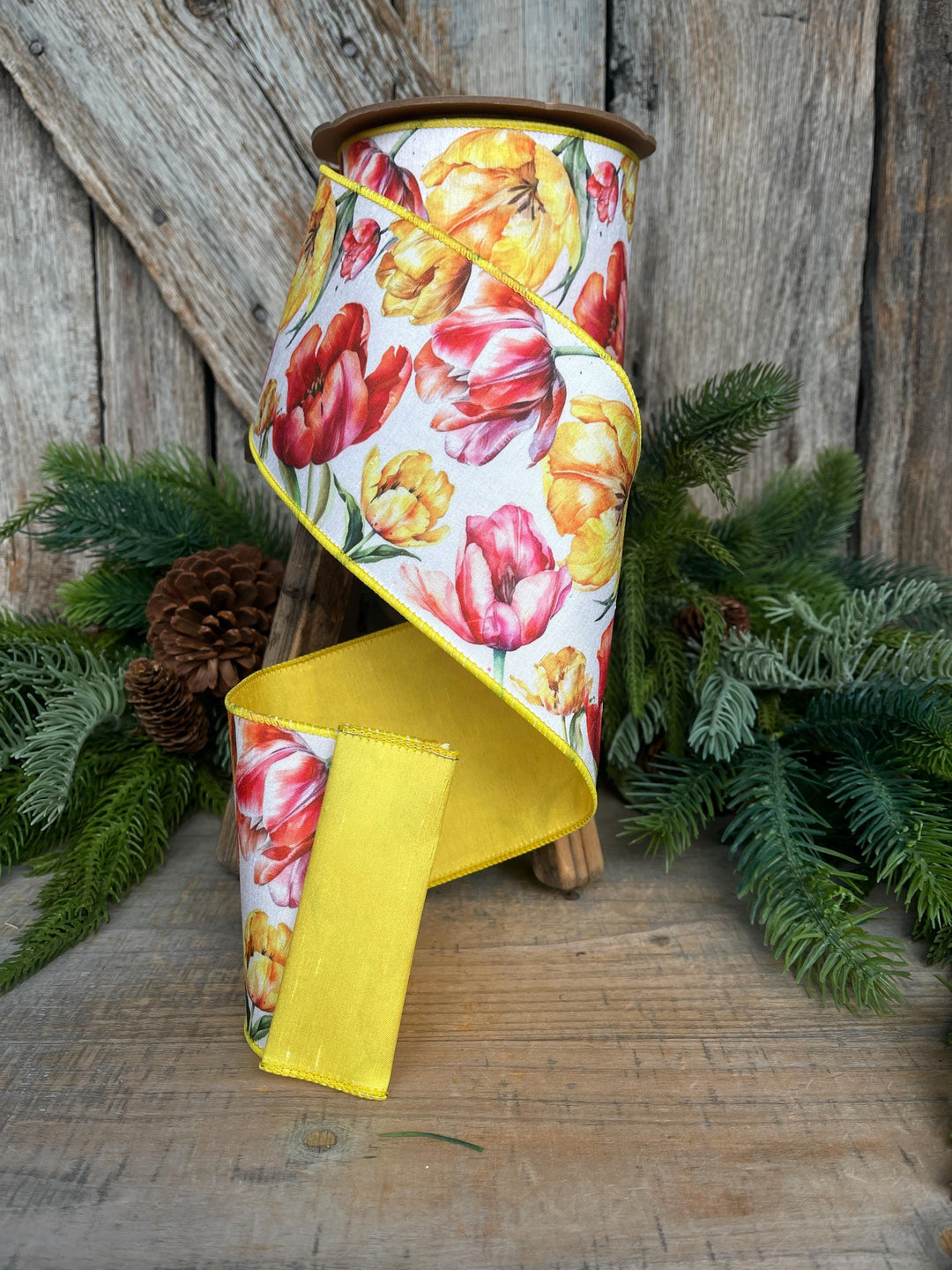 4" Yellow Floral Ribbon