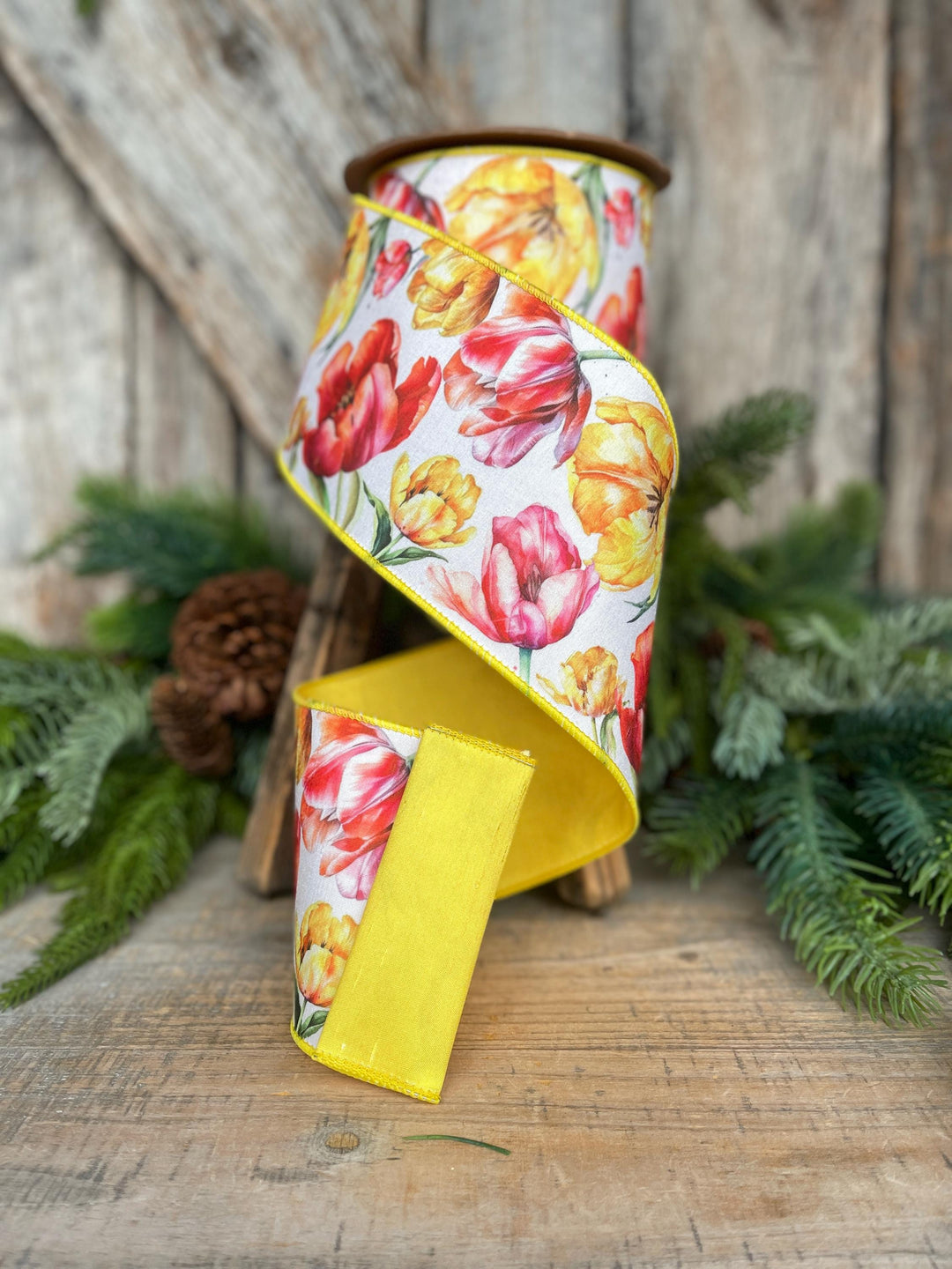 4" Yellow Floral Ribbon