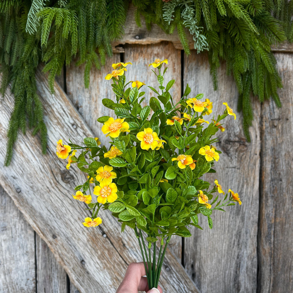 17" Yellow Floral Bush, Floral Filler Greenery