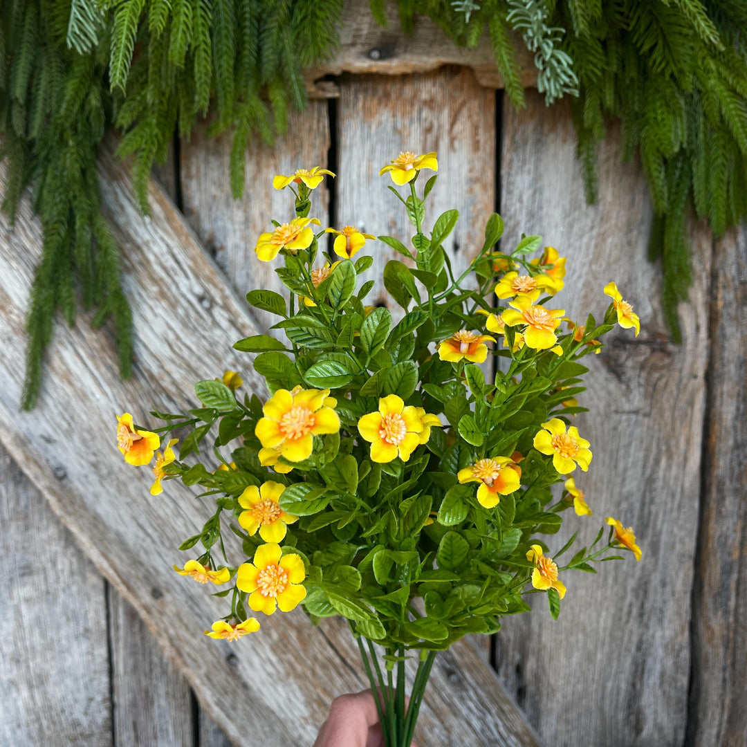 17" Yellow Floral Bush, Floral Filler Greenery