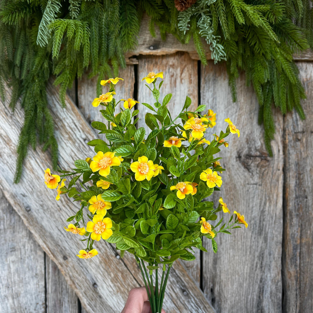 17" Yellow Floral Bush, Floral Filler Greenery