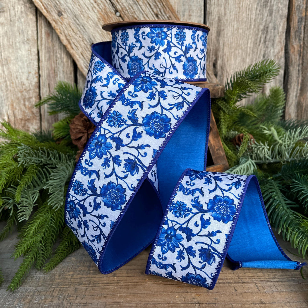 2.5" Blue Chinoiserie Ribbon