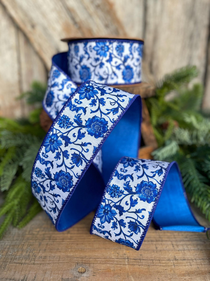 2.5" Blue Chinoiserie Ribbon