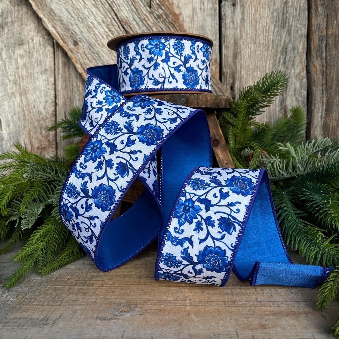 2.5" Blue Chinoiserie Ribbon