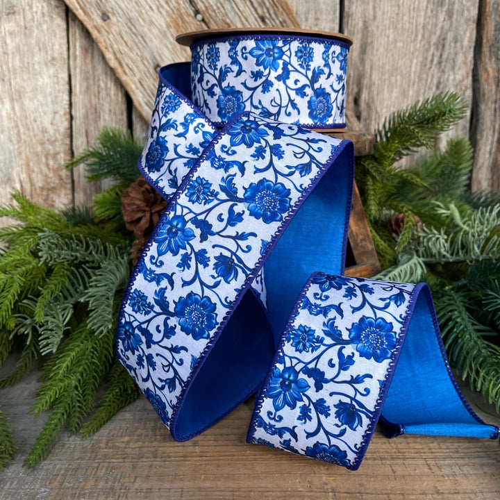 2.5" Blue Chinoiserie Ribbon