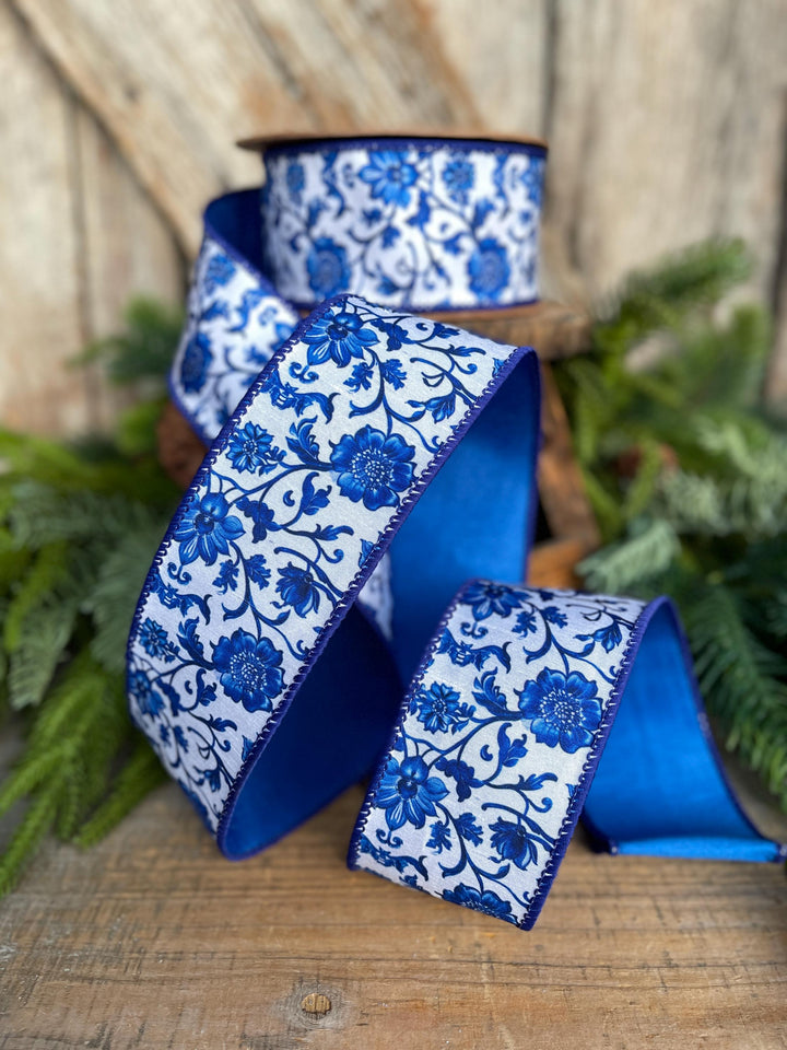 2.5" Blue Chinoiserie Ribbon