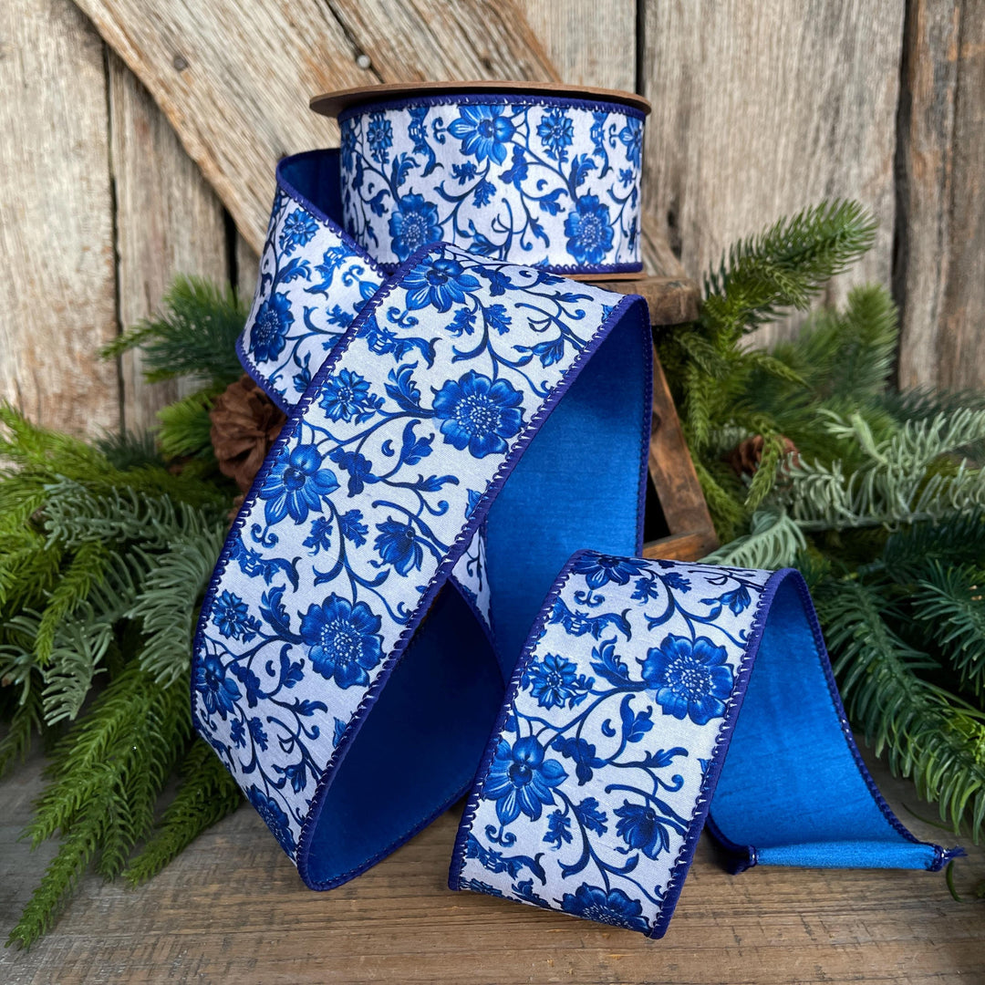 2.5" Blue Chinoiserie Ribbon