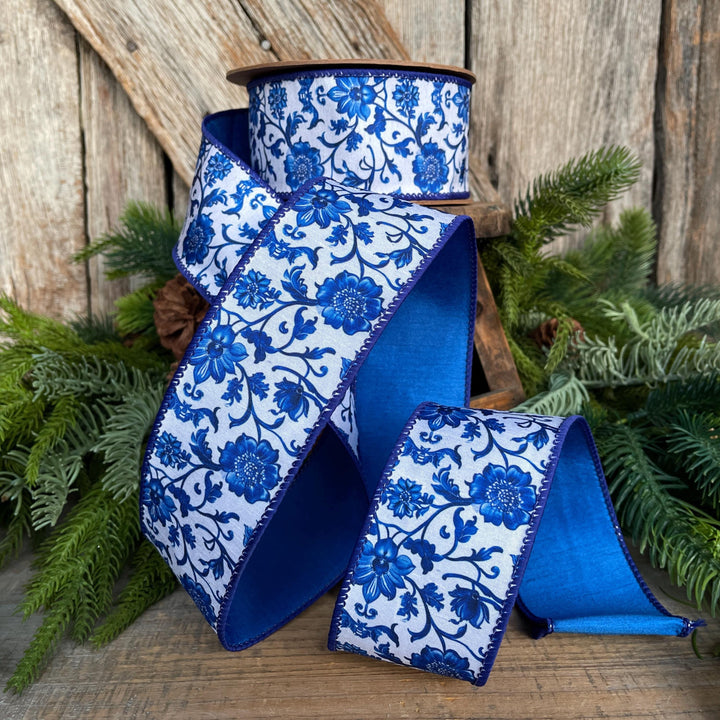 2.5" Blue Chinoiserie Ribbon