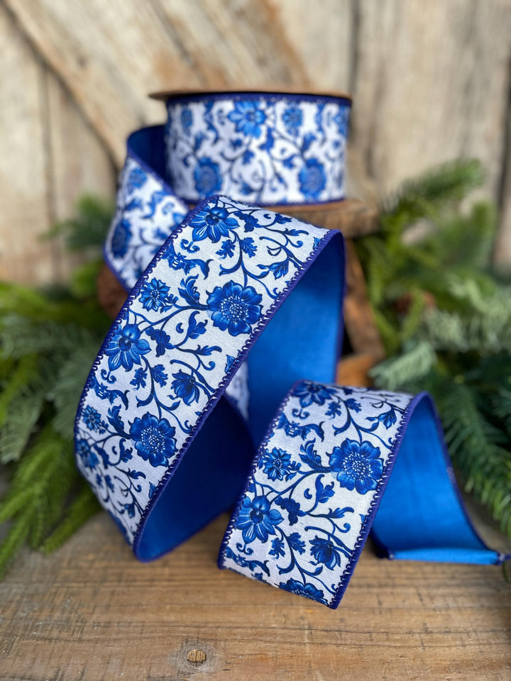 2.5" Blue Chinoiserie Ribbon