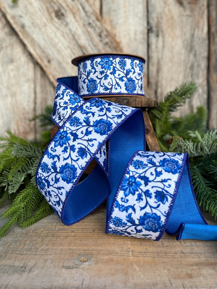 2.5" Blue Chinoiserie Ribbon